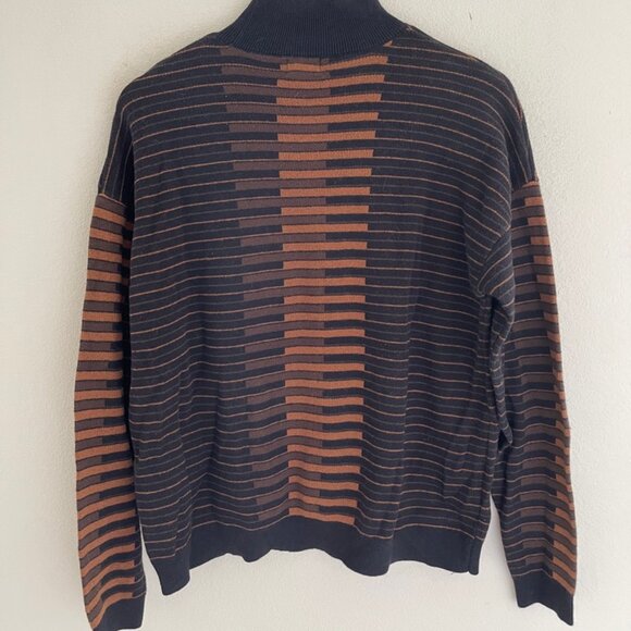 WORTHINGTON Black & Gold Crew Neck Striped Cotton Blend Sweater: NWOT! LARGE - Picture 2 of 4